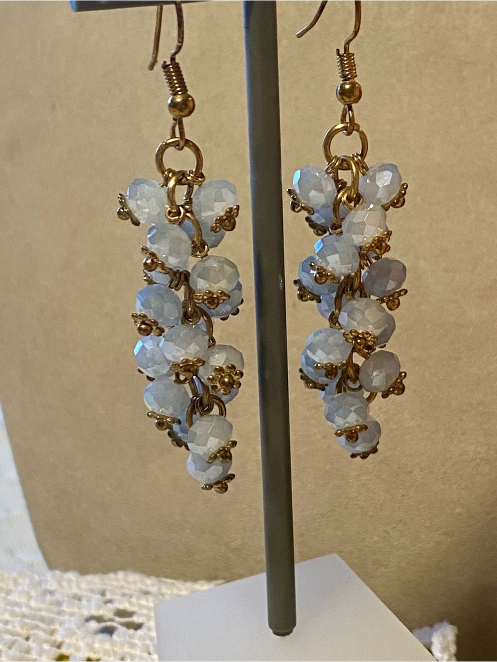 Faceted Bead Dangle Earrings - Elegant Cluster Design